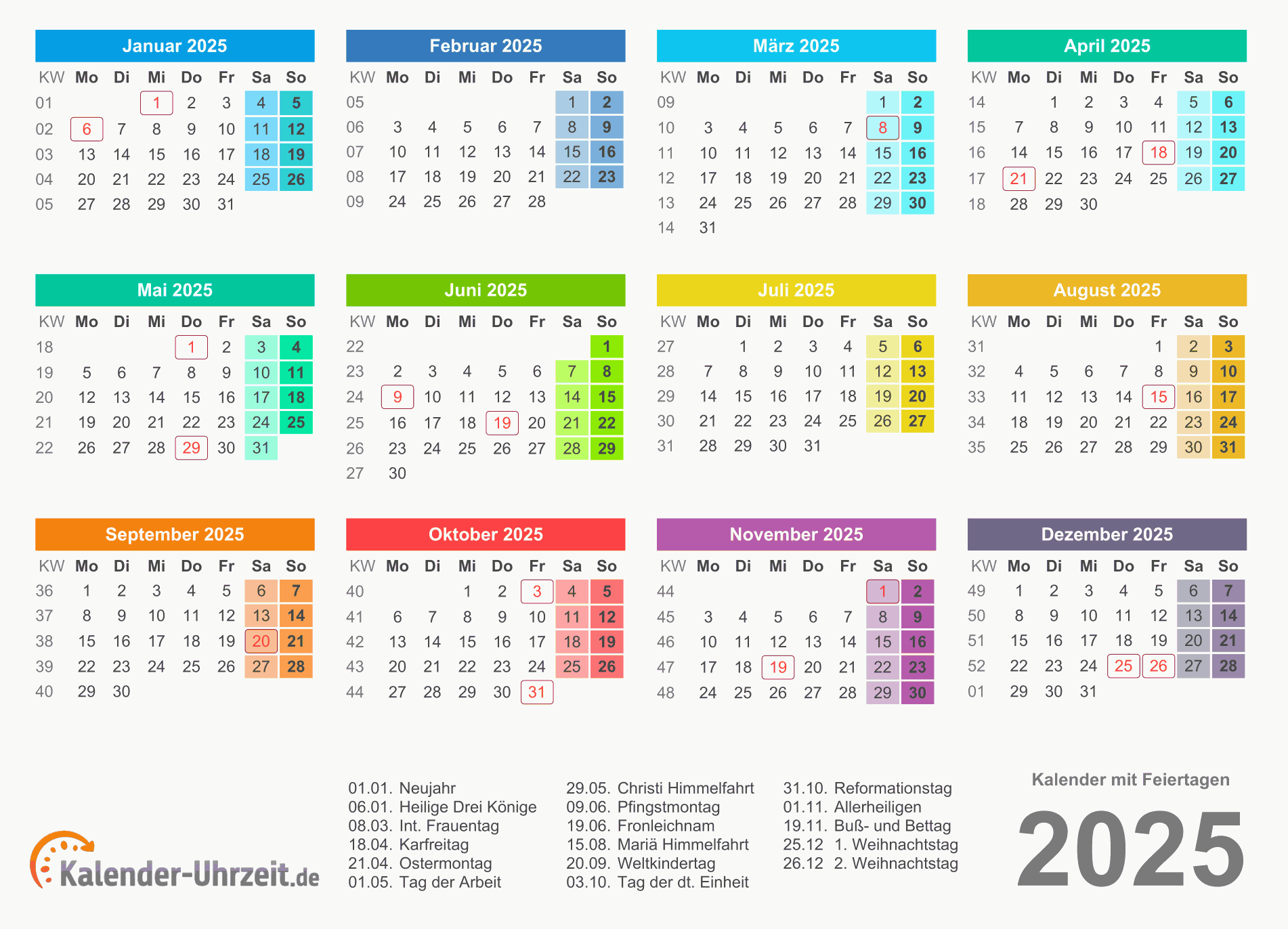 KALENDER 2025 ZUM AUSDRUCKEN KOSTENLOS