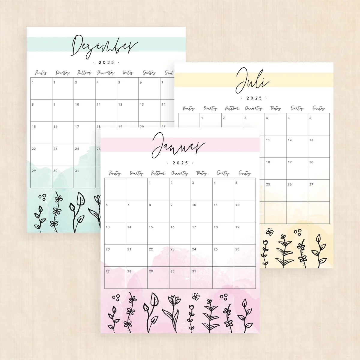 Kalender 2025 Zum Ausdrucken Springtime Splash