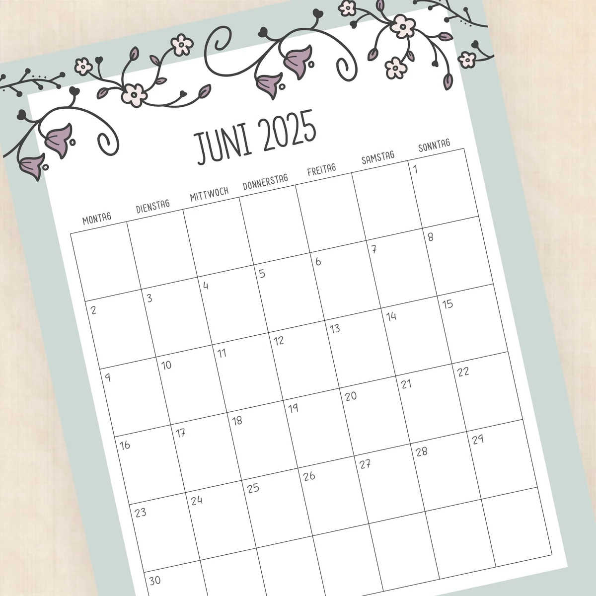 Kalender 2025 Zum Ausdrucken Vintage Vines