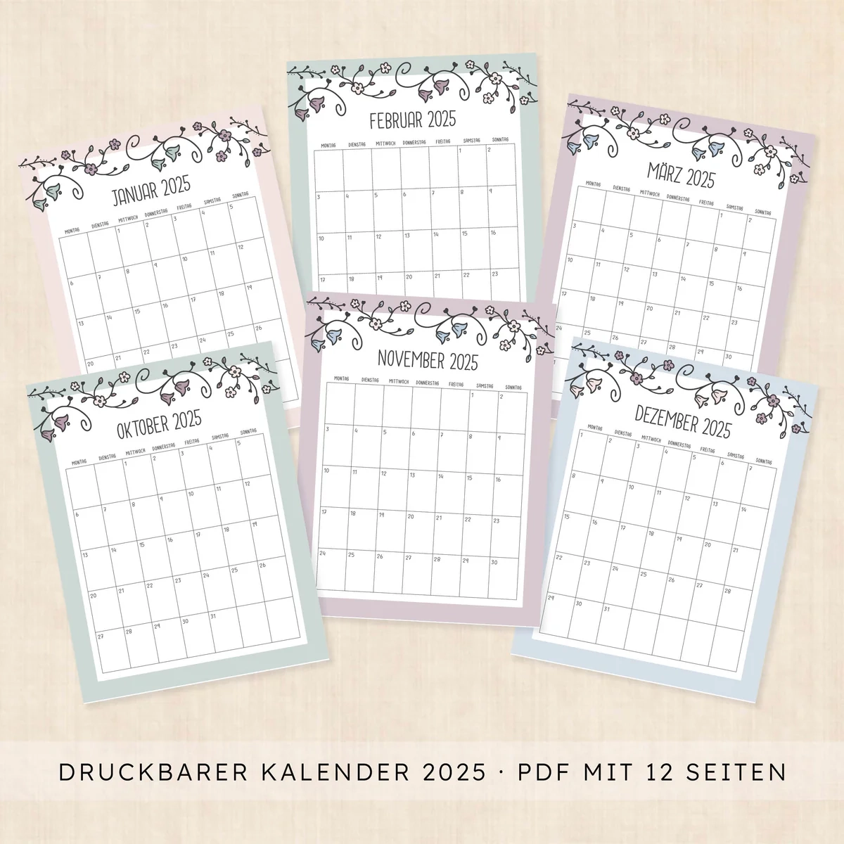 Kalender 2025 Zum Ausdrucken Vintage Vines
