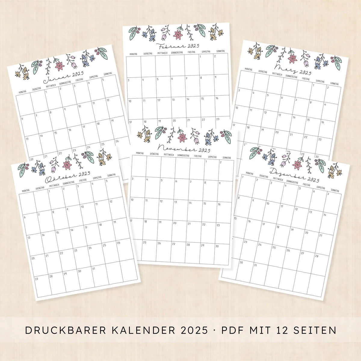 Kalender 2025 Zum Ausdrucken Wildflower Whimsy