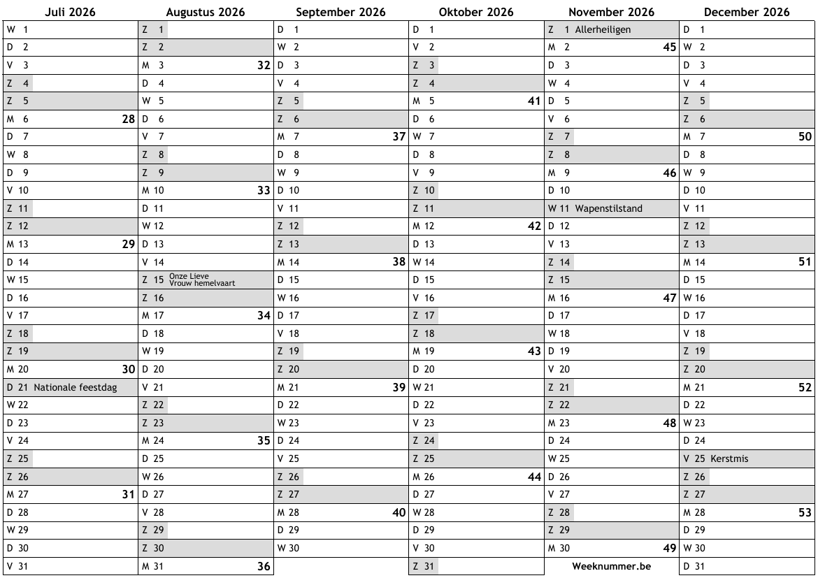 Feestdagen Kalender 2026