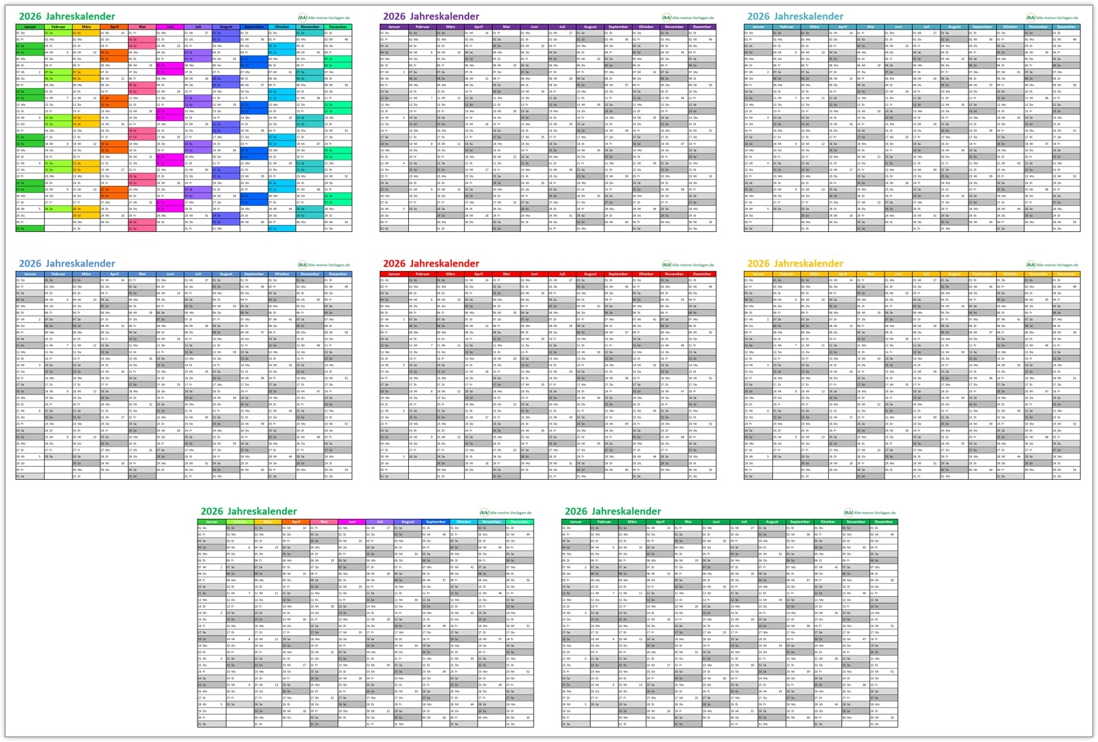 Kalender 2026 Als Excel Vorlage Und PDF Alle meine Vorlagen de