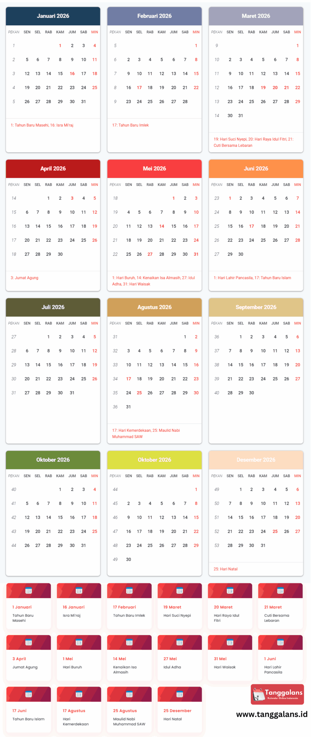 Kalender 2026 Kalender Lengkap Dengan Tanggal Merah