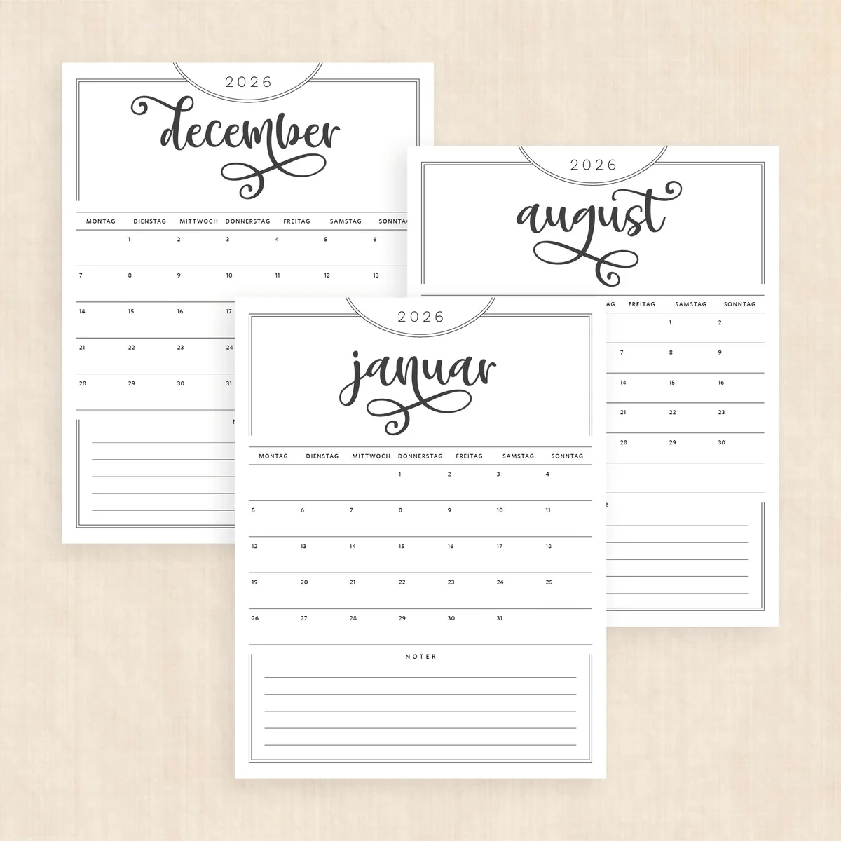 Kalender 2026 Print Selv Flawless Flourish