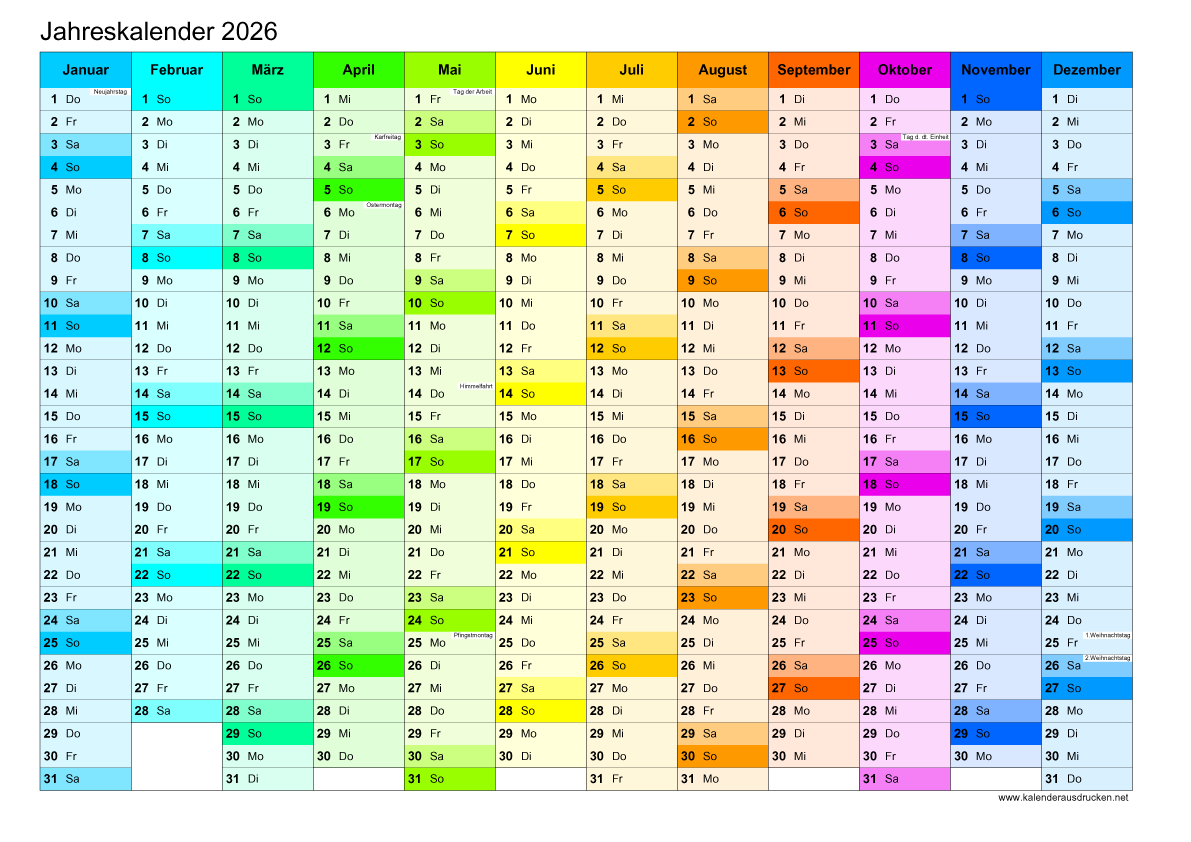 Kalender 2026 Zum Ausdrucken