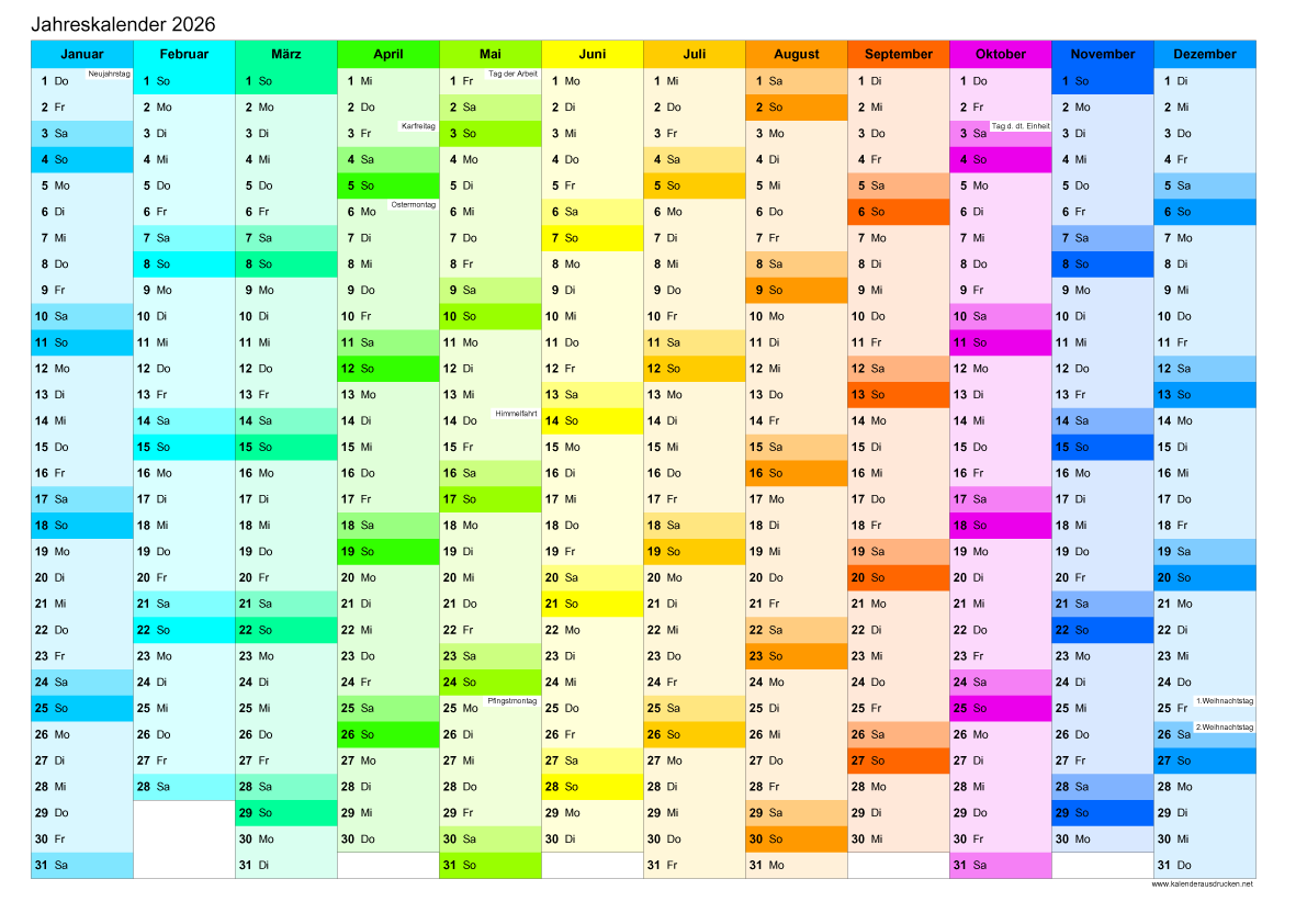 kalender 2026 zum ausdrucken