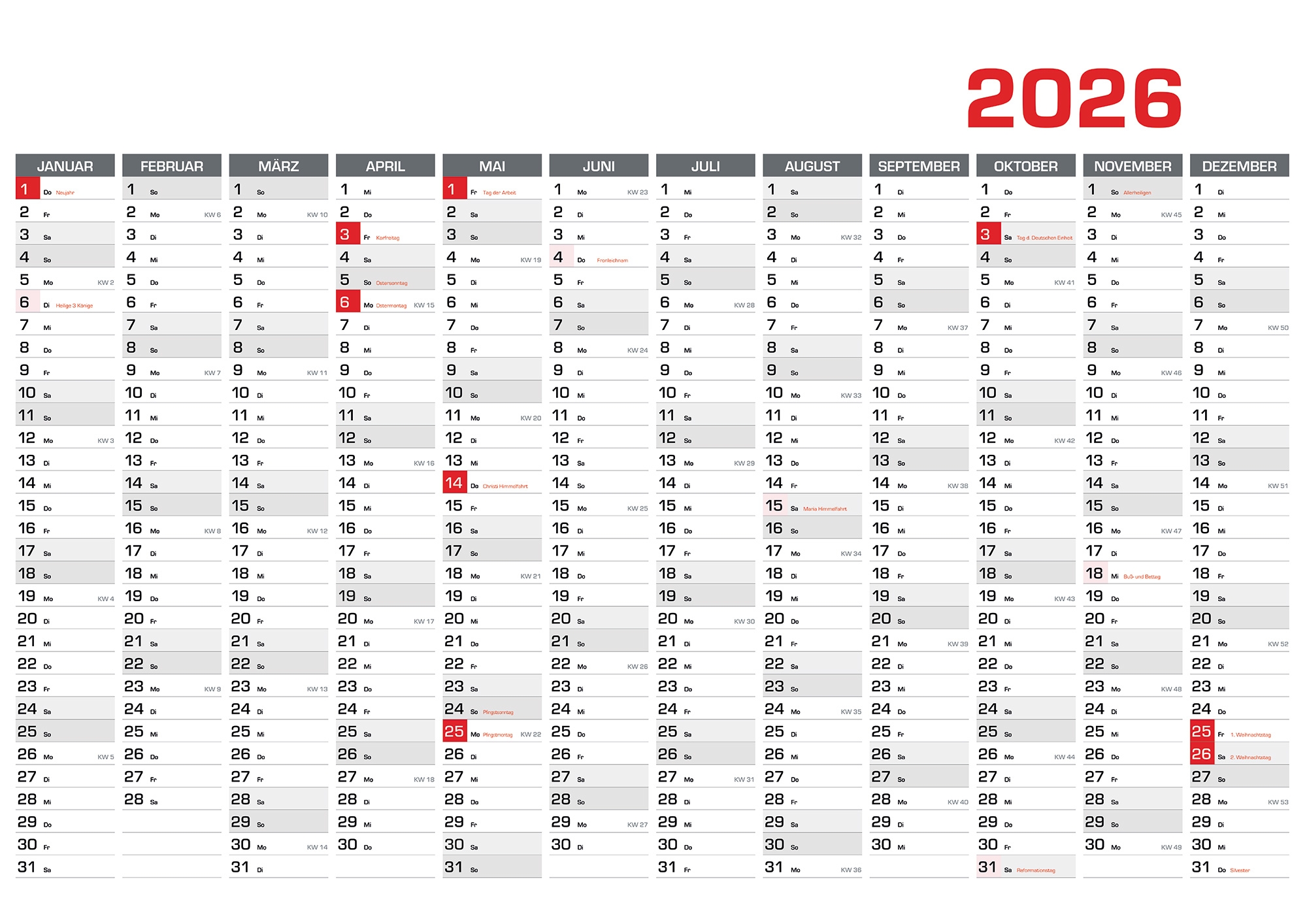 Kalender 2026 Zum Ausdrucken Als PDF DIN A4 