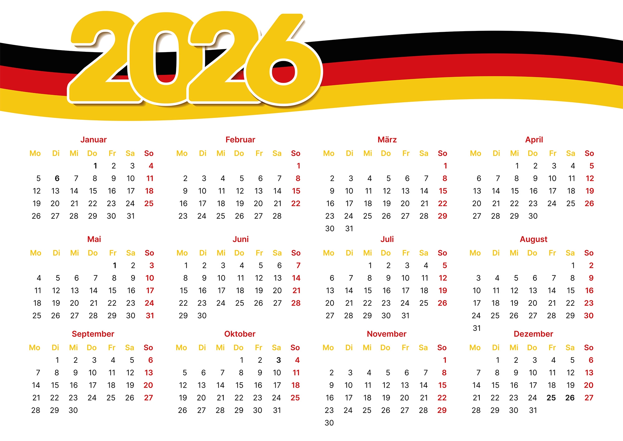 Kalender 2026 Zum Ausdrucken Als PDF DIN A4 