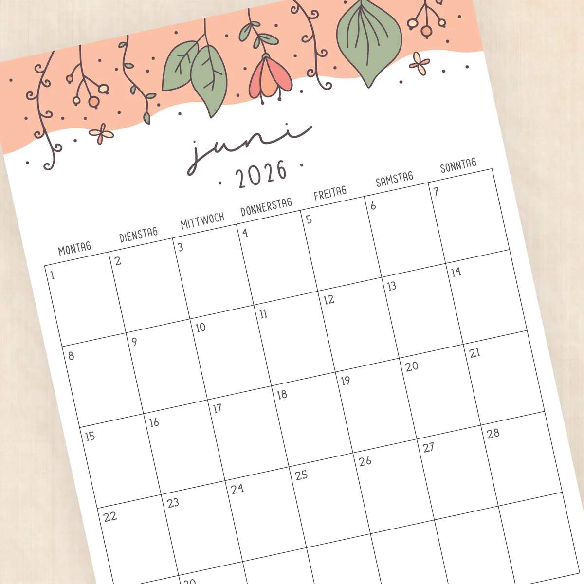 Kalender 2026 Zum Ausdrucken Garden Gala