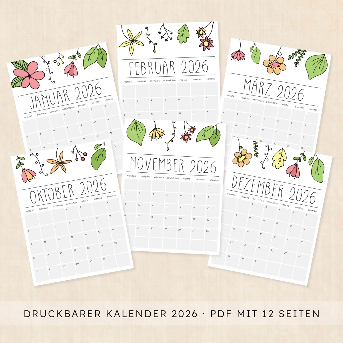 Kalender 2026 Zum Ausdrucken Opulent Orchids