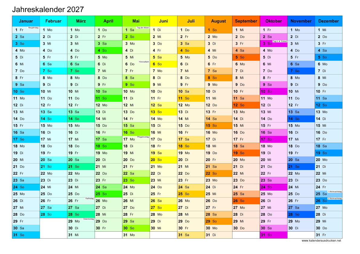 Kalender 2027 Zum Ausdrucken