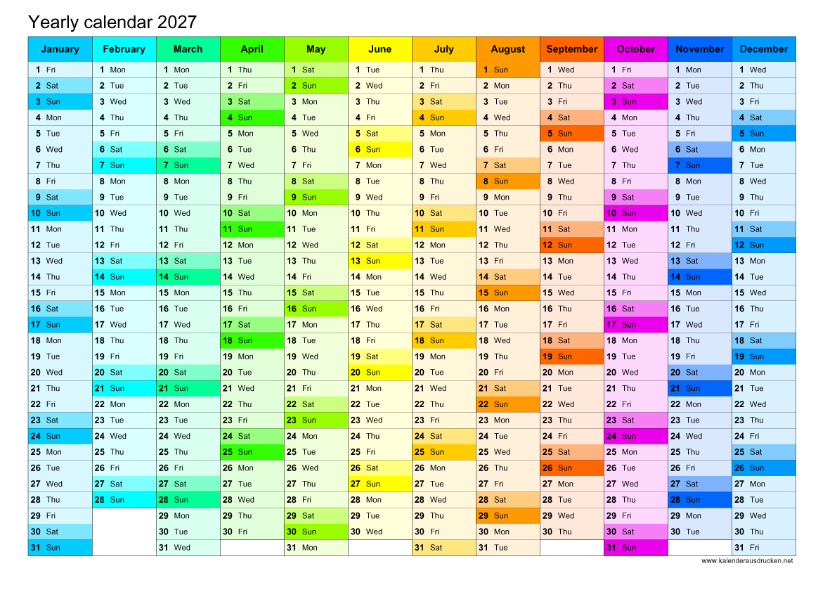 Kalender 2027 Zum Ausdrucken