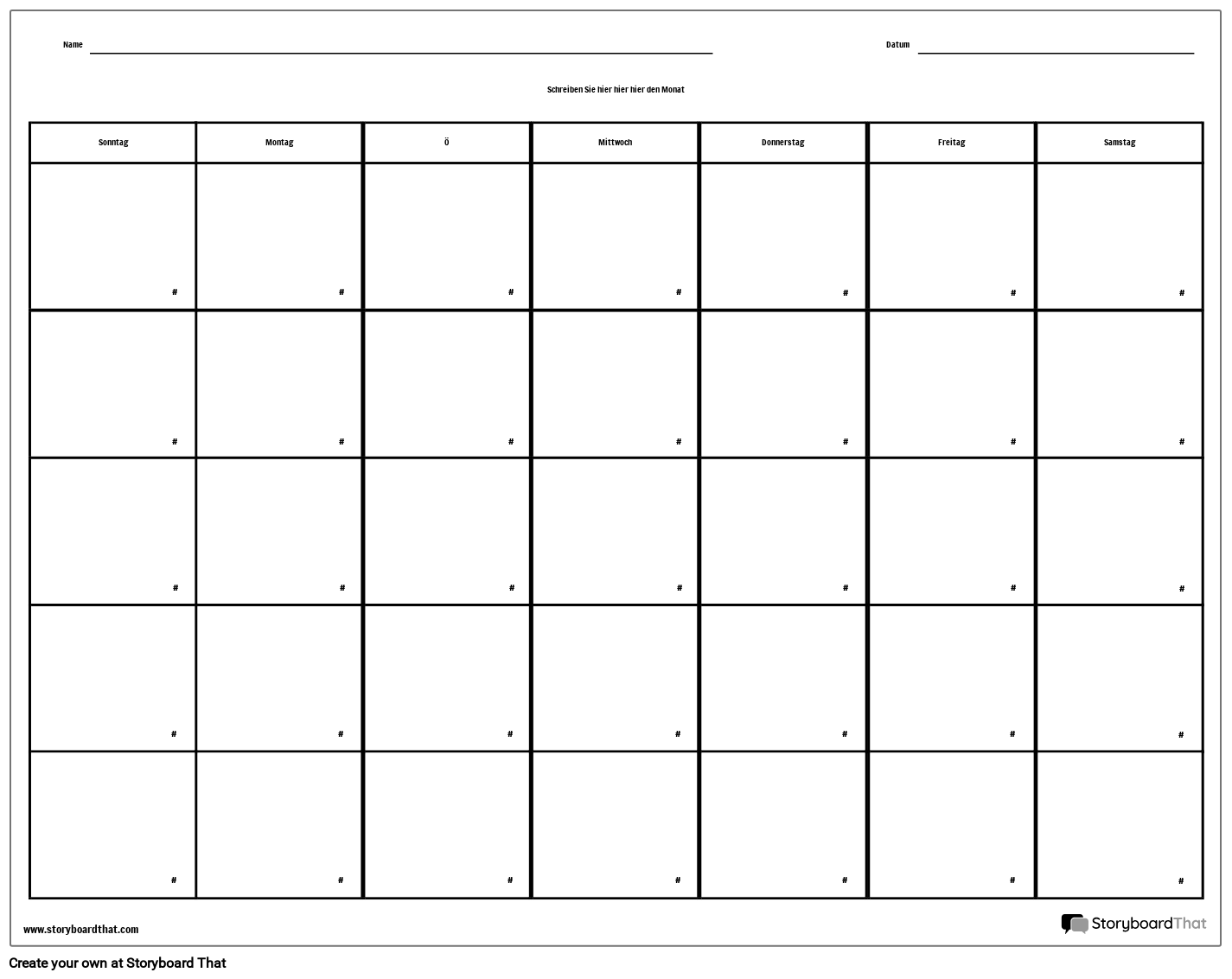 Kalender 7 Tage Storyboard By De examples