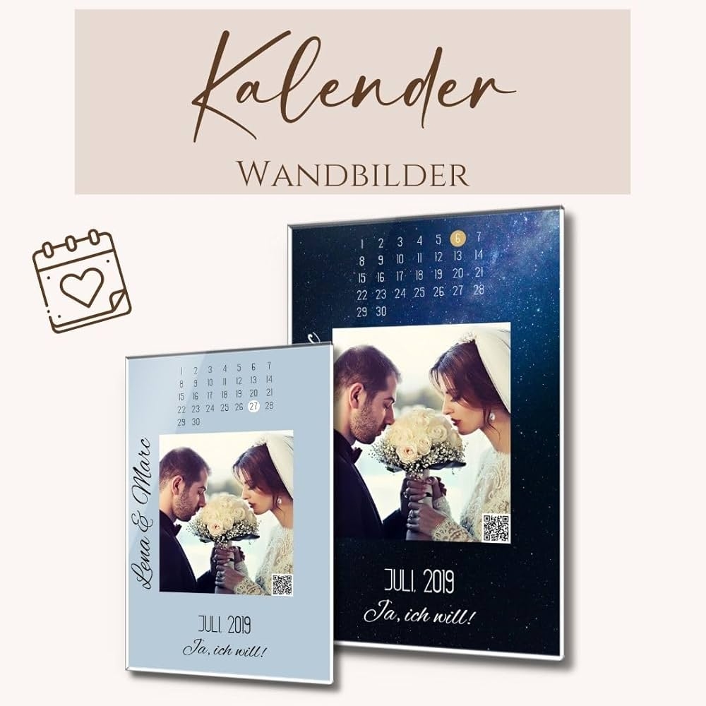 Kalender Bild Mit Foto Datum Und Eigenen Text Acrylglas Personalisierter Wandkalender Selbst Gestalten Mit Verschiedenen Designs Und QR Code Geschenkidee F r Partner Freund Jahrestag Amazon de K che Haushalt Wohnen