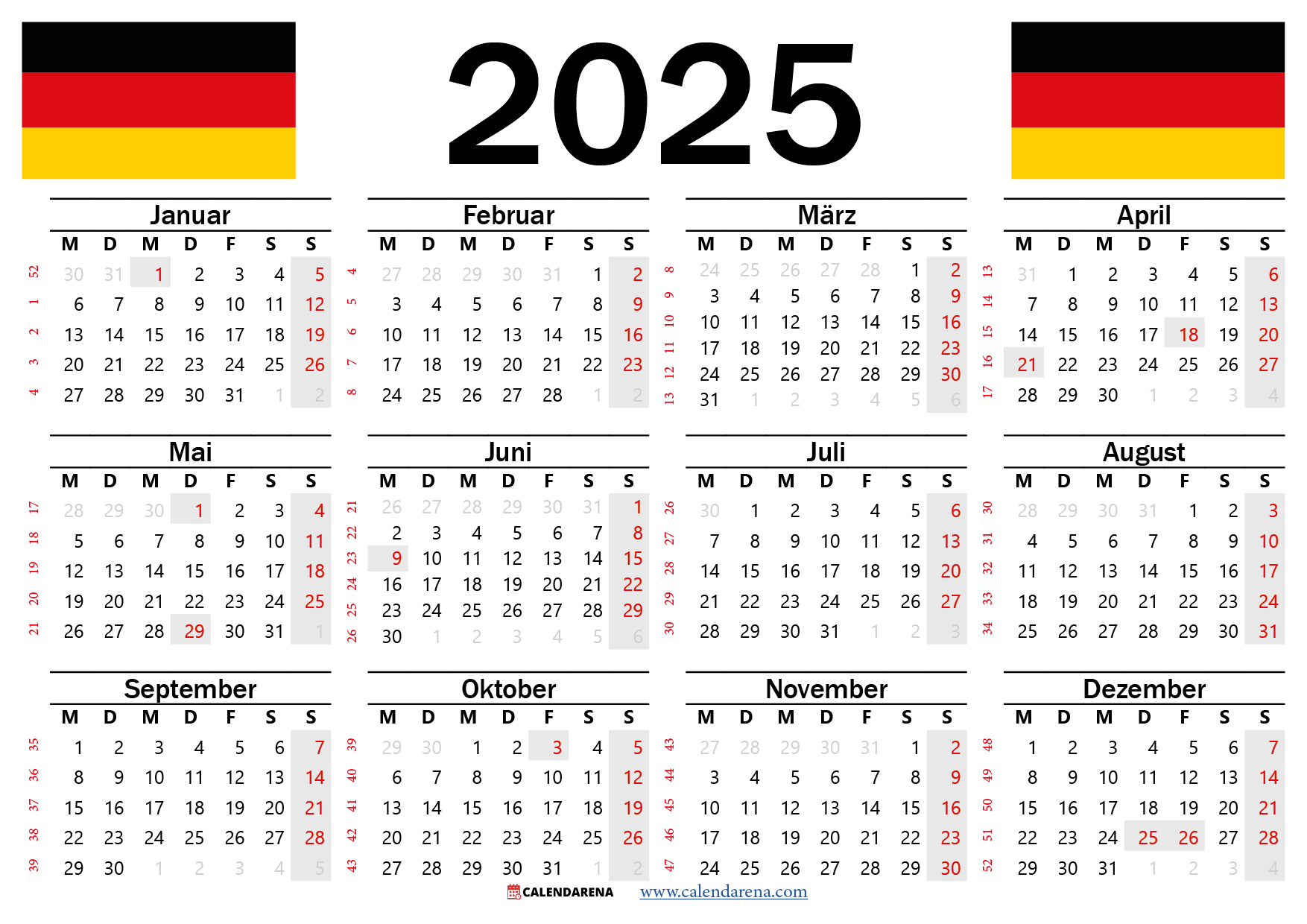 Kalender 2025 Baden-Württemberg Kostenlos Zum Ausdrucken