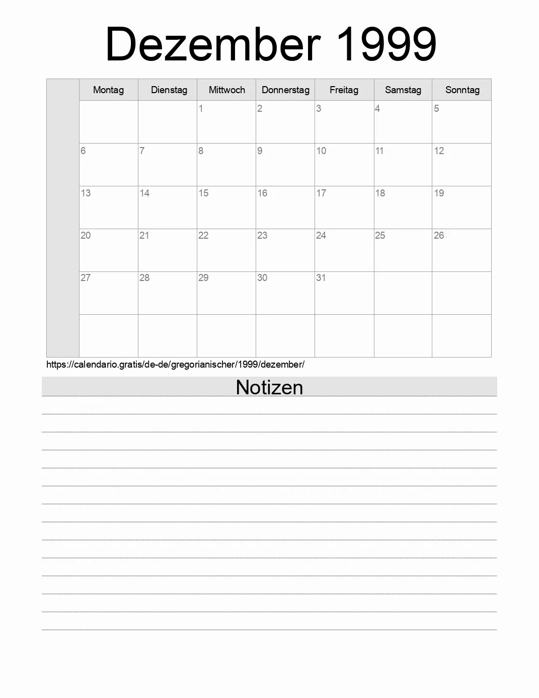 Kalender Dezember 1999 Von Deutschland Auf Deutsch Feiertage Und Mondphase