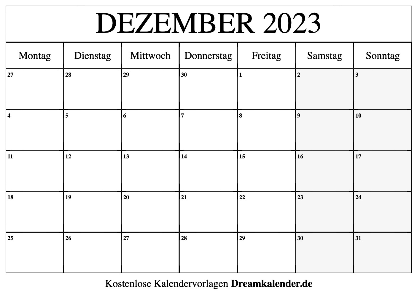 Jahreskalender Zum Ausdrucken 2023