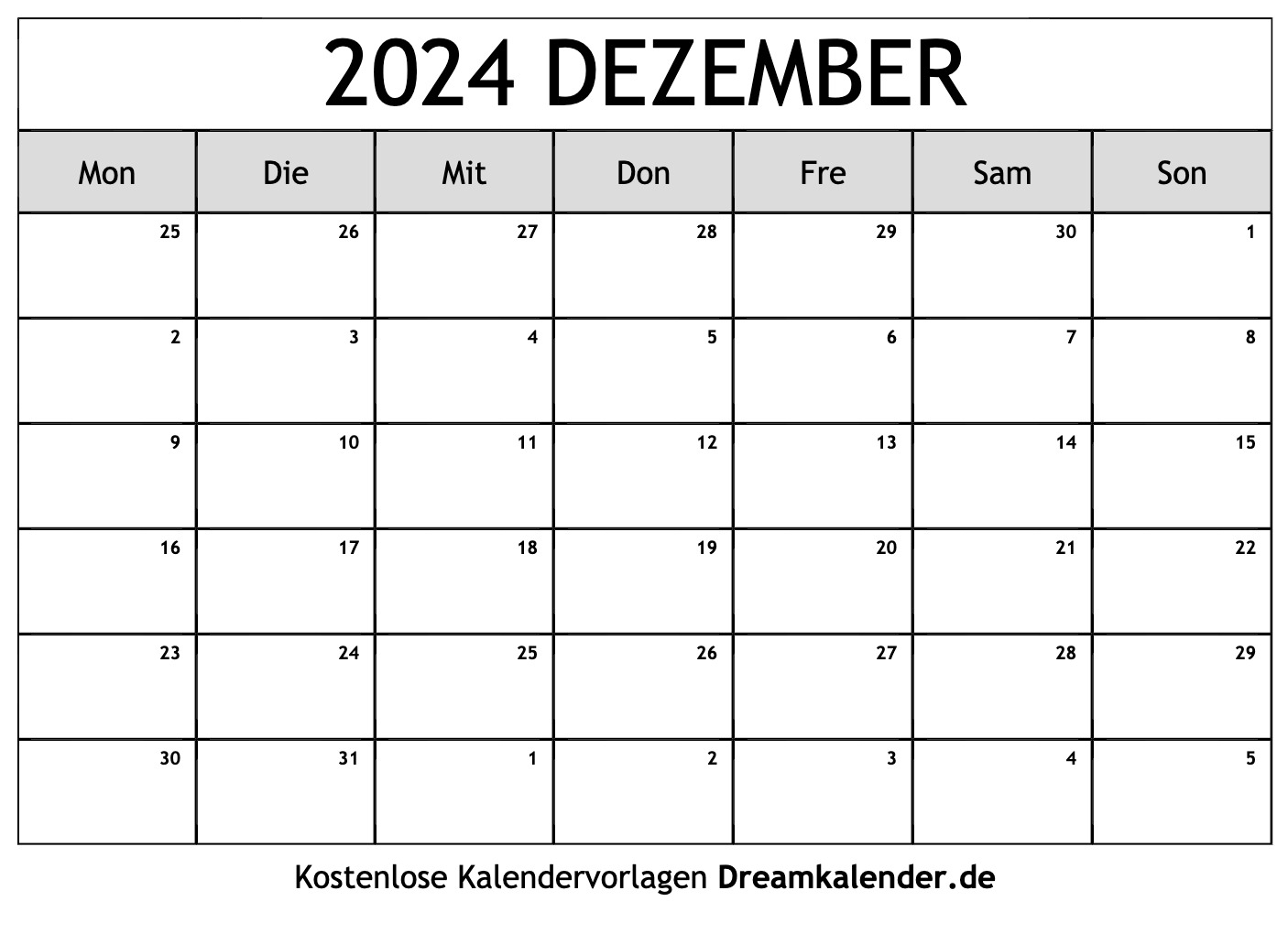 Kalender Dezember 2024
