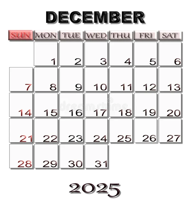 Kalender Dezember 2025