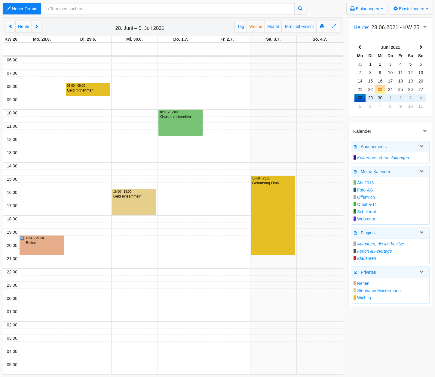 Kalender MIT Zeitraum