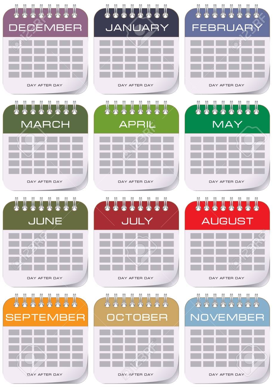 Kalender F r Jeden Monat Mit Der Entsprechenden Farbe F r Jeden Monat Lizenzfrei Nutzbare SVG Vektorgrafiken Clip Arts Illustrationen Image 99097881 