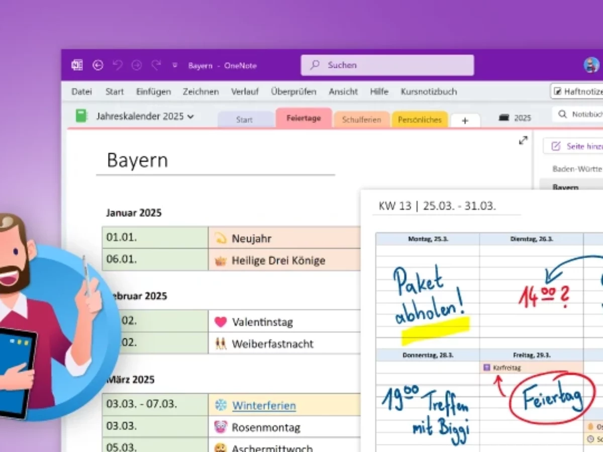 Kalender F r OneNote Vorlage F r 2025 Als Download