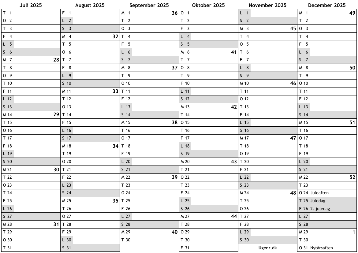 Kalender For 2025 Med Helligdage Og Ugenumre Ugekalender Online rskalender Med Uger Til Print A4 Gratis Download PDF