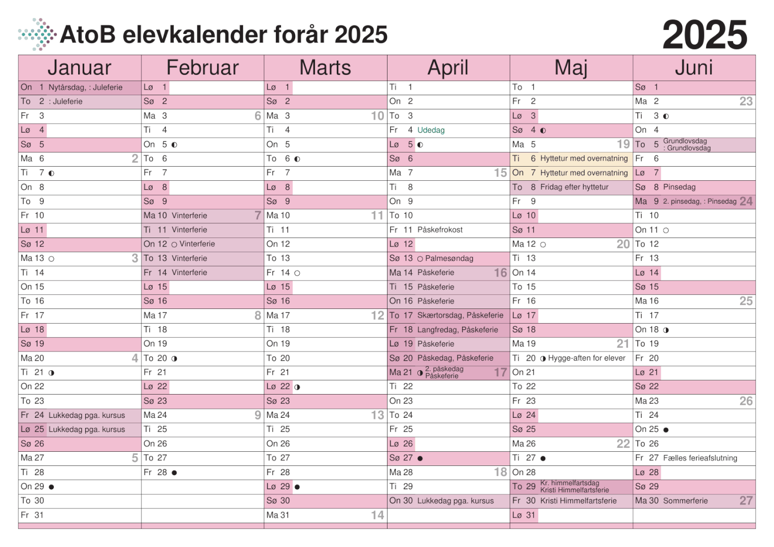 Kalender For Skole r 2024 2025 AtoB Copenhagen
