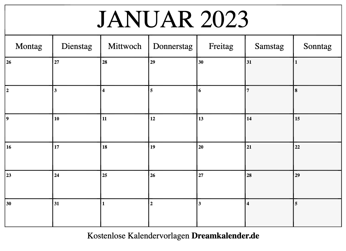 Wochenkalender 2023 Zum Ausdrucken