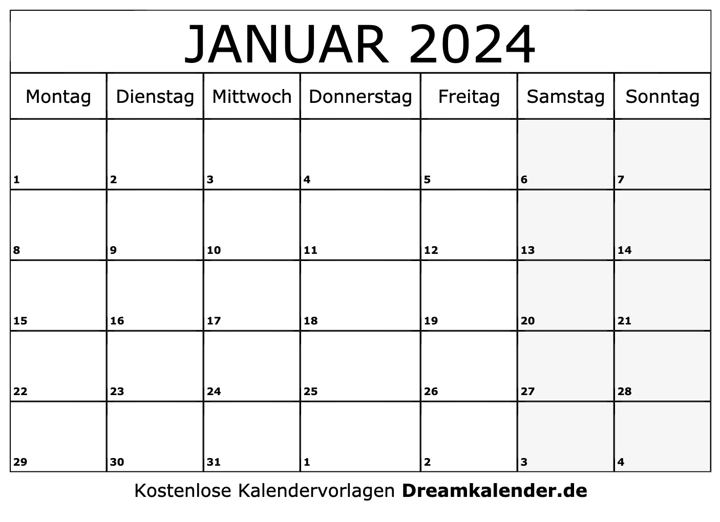Kalender Januar 2024