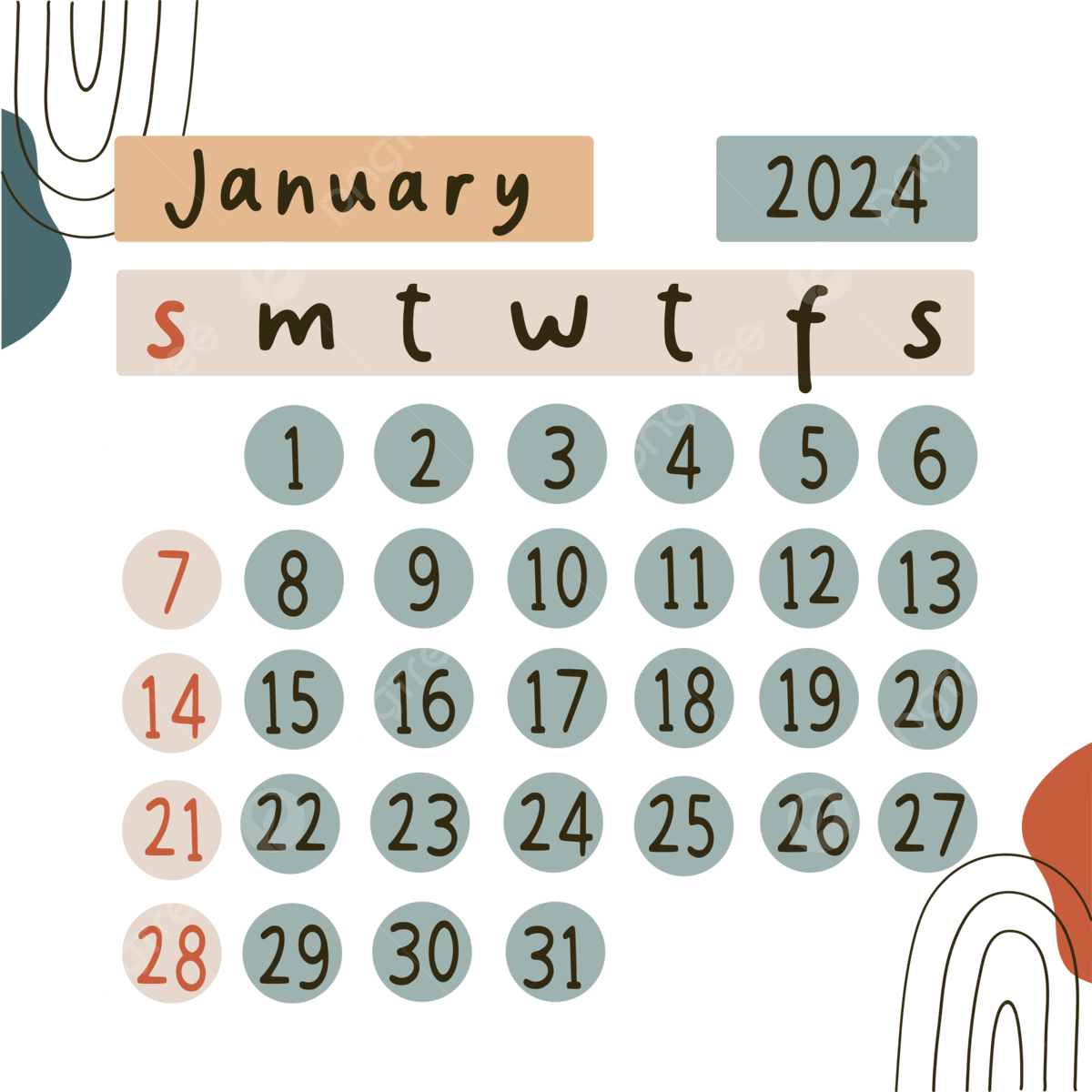 Kalender Januar 2024 Kalender Januar 2024 PNG Und PSD Datei Zum Kostenlosen Download