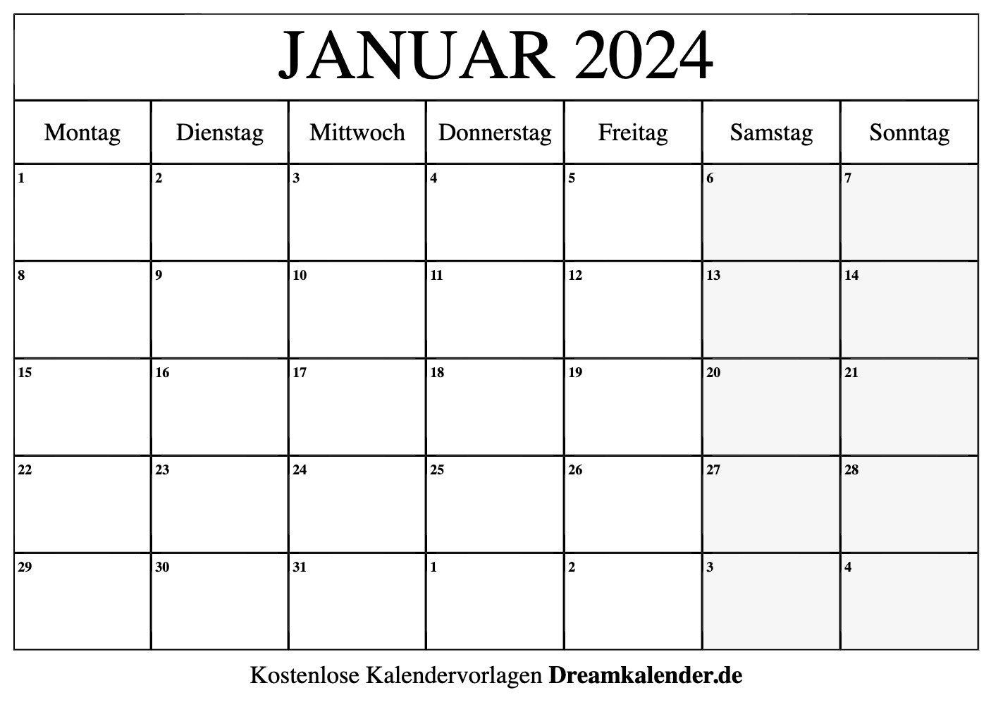 Kalender Januar 2024 Kalender Januar 2024