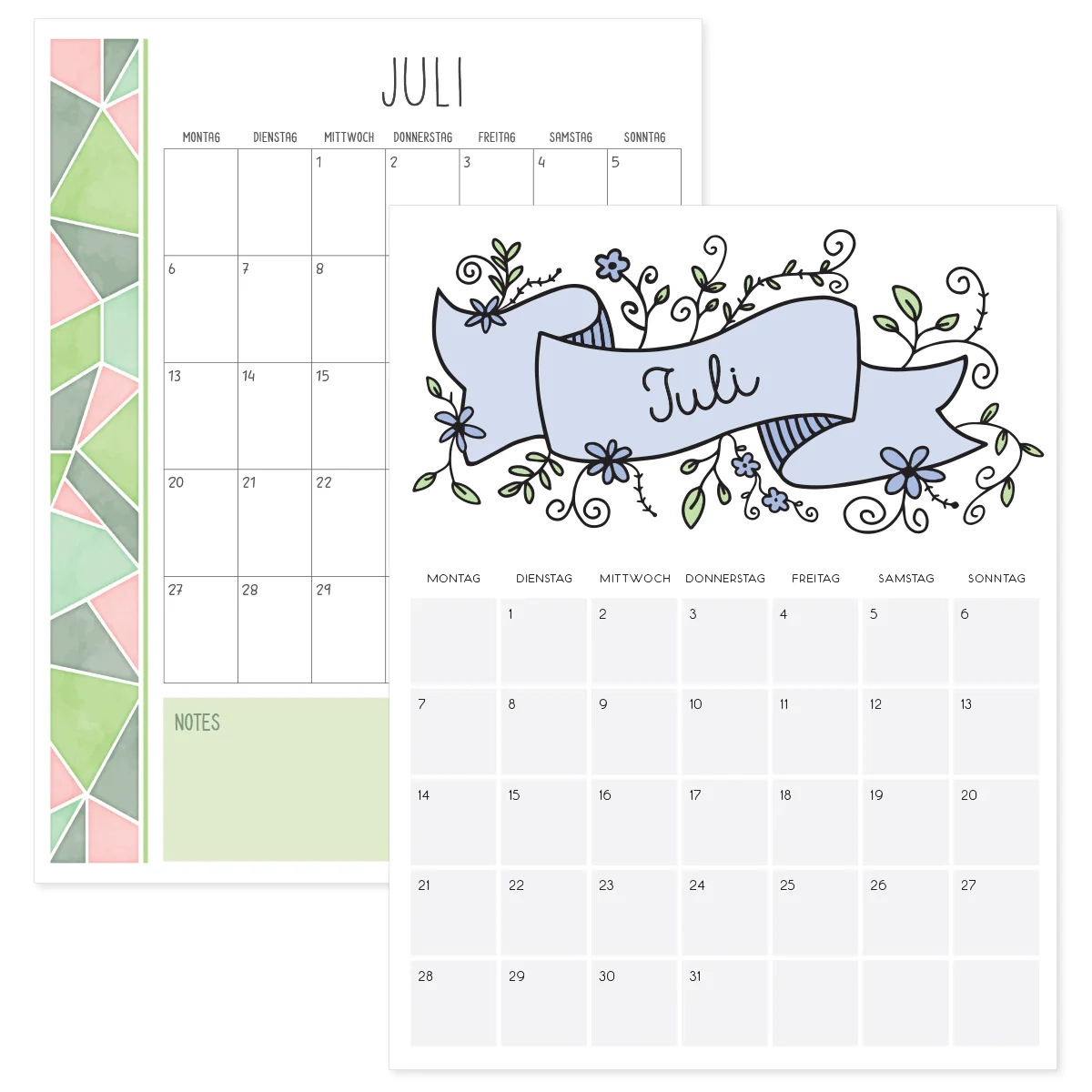 Kalender Juli 2025 Zum Ausdrucken PDF Vorlage