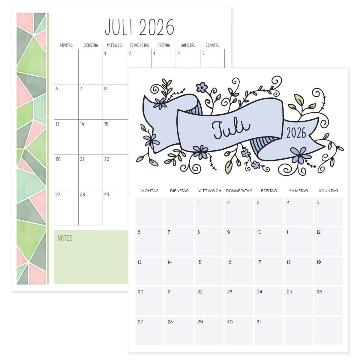 Kalender Juli 2026 Zum Ausdrucken PDF Vorlage