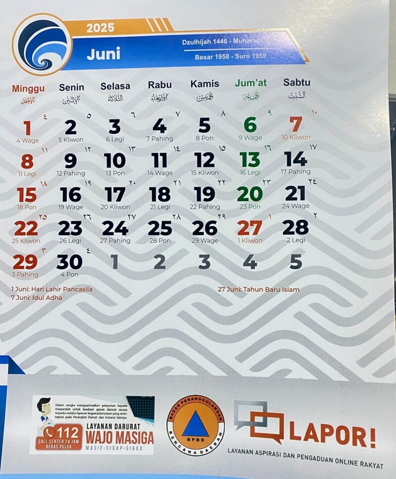 Kalender Bulan Juni