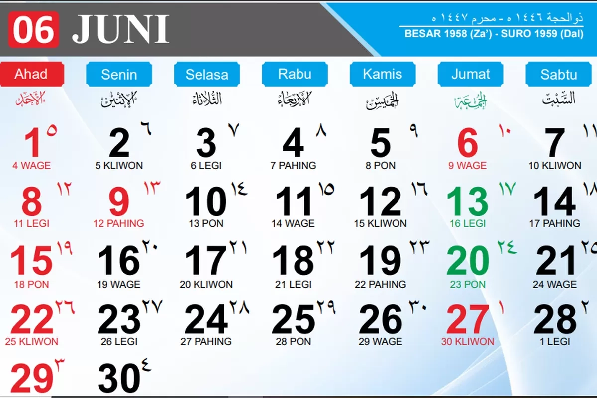 Kalender Juni 2025 Berdasarkan SKB 3 Menteri Catat Tanggal Merah Dan Cuti Bersamanya Kaltim Post