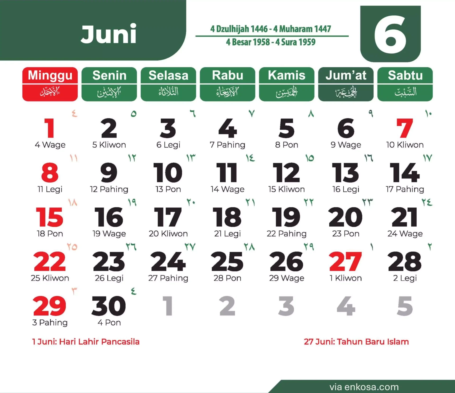 Kalender Juni 2025 Dan Hari Libur