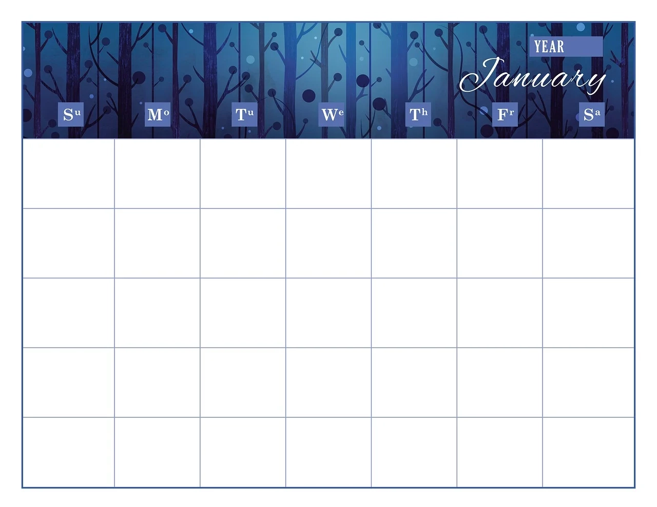 Januar Monatskalender Vorlage