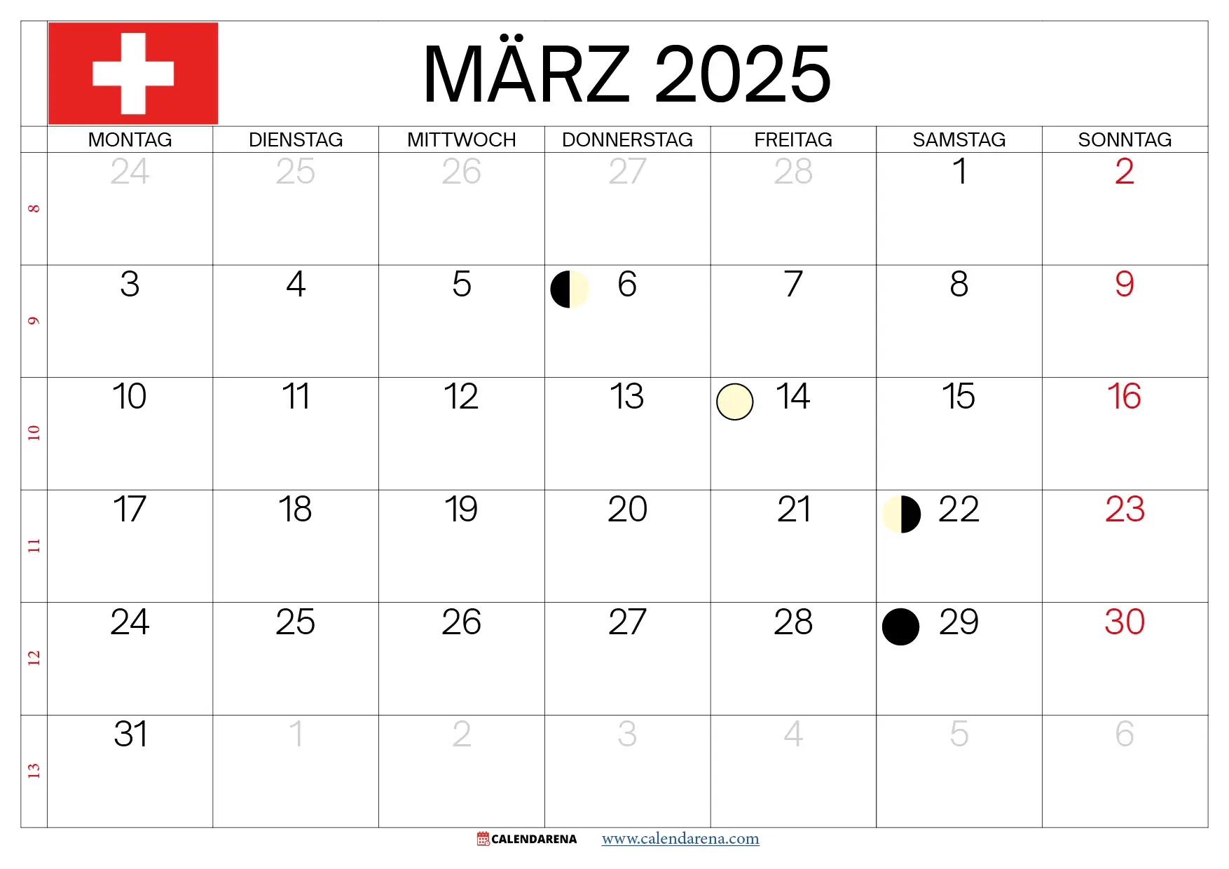 Kalender März 2025 Zum Ausdrucken