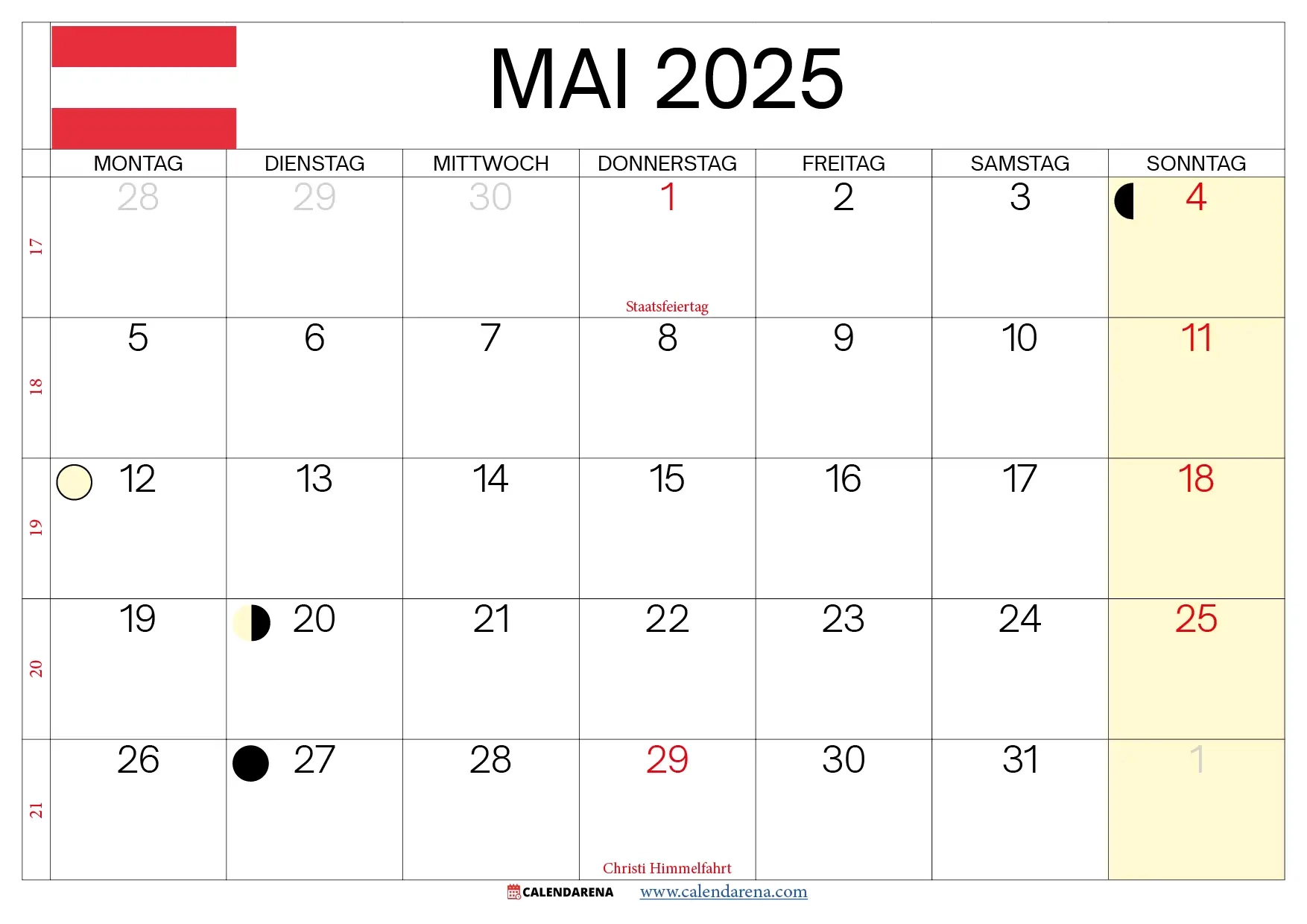 Kalender Monat Mai 2025 Zum Ausdrucken