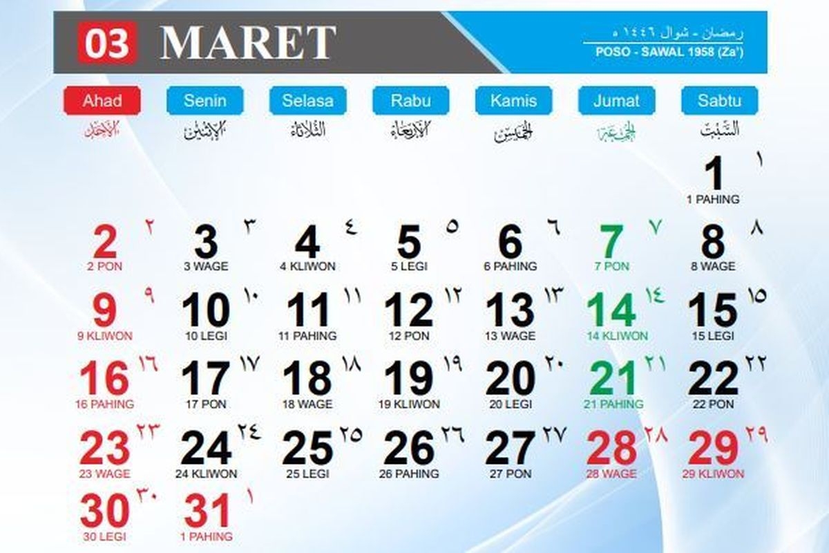 Kalender Maret 2025 2 Libur Nasional 1 Cuti Bersama Dan 15 Hari Libur Sekolah