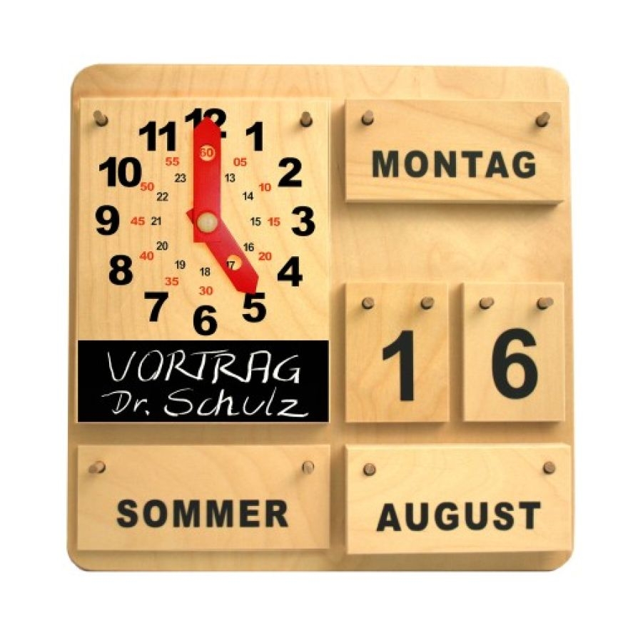 Kalender Mit Uhr Und Tafel Aus Holz Termine Ank ndigen Dauerkalender Wertprodukte