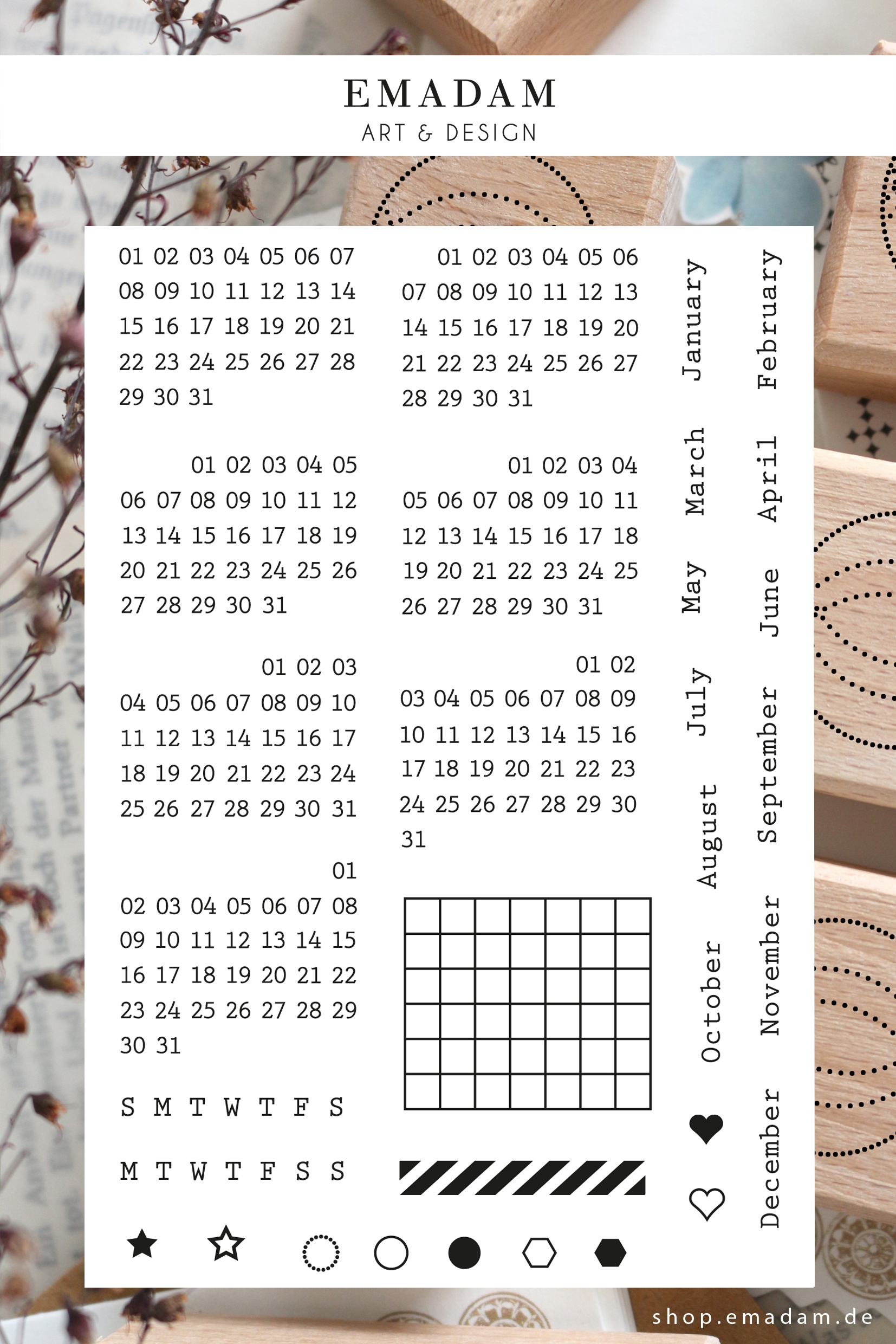 Kalender Mit Uhrzeit 2021 Clear Stamps Set Kalender F r Jeden Monat Passend F r