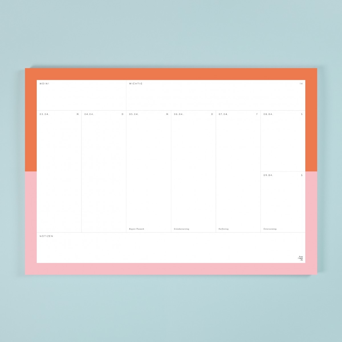 Kalender No 20 A4 Wochenplaner Mit Daten Feiertagen Ab Sofort Frau Rippe Selekkt