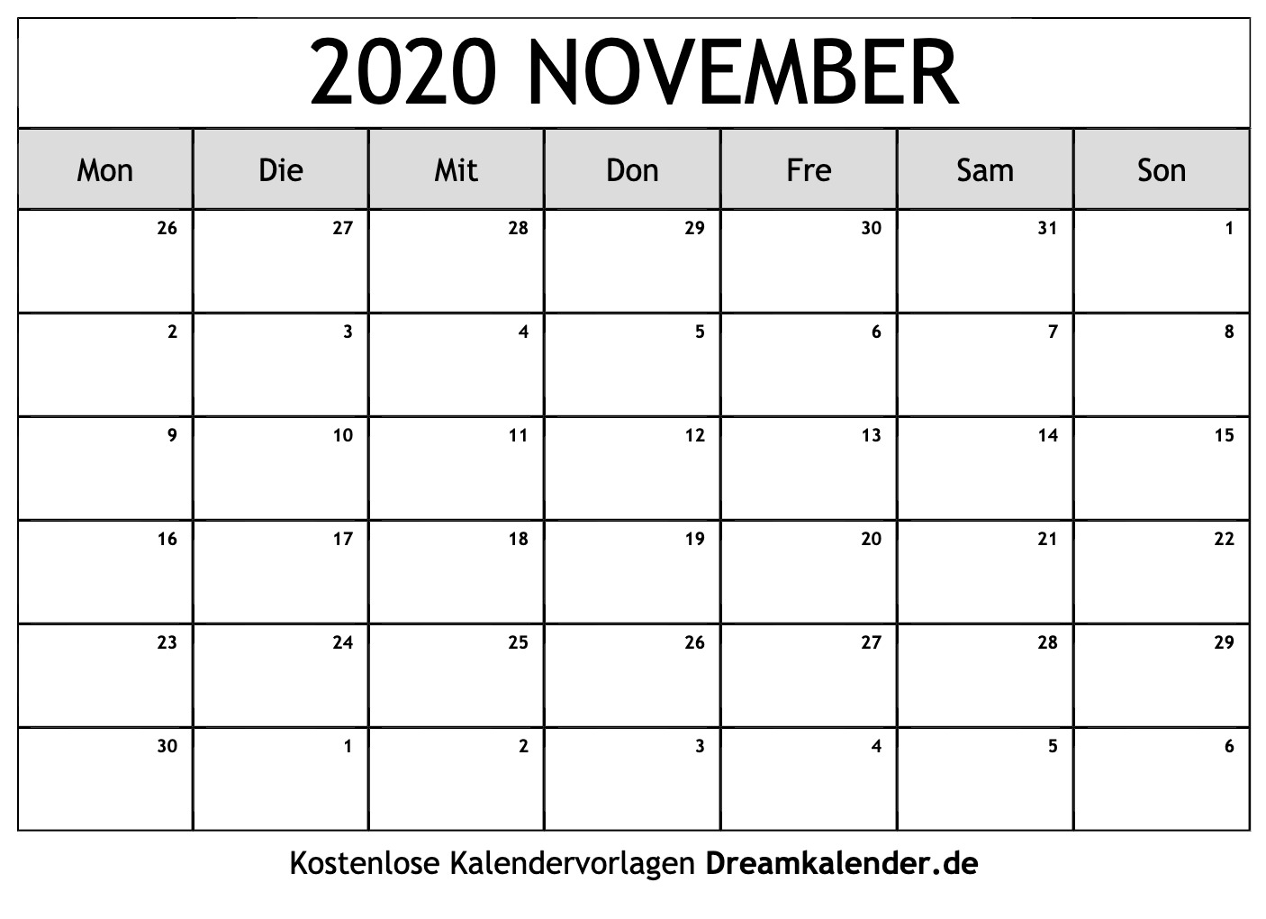 Kalender November 2020 Kalender November 2020