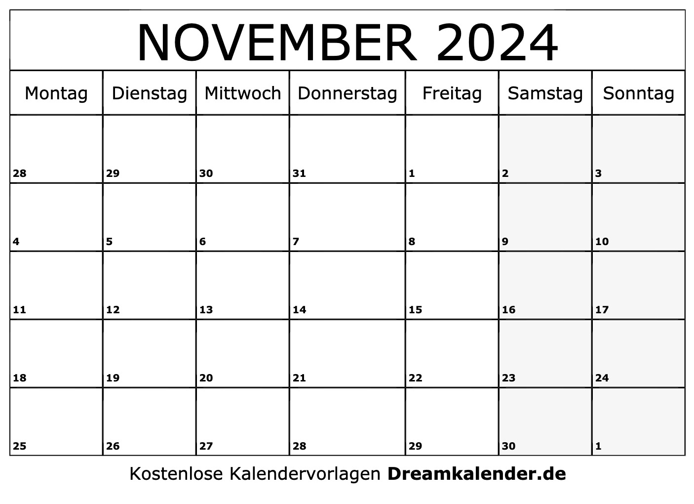 Kalender November 2024