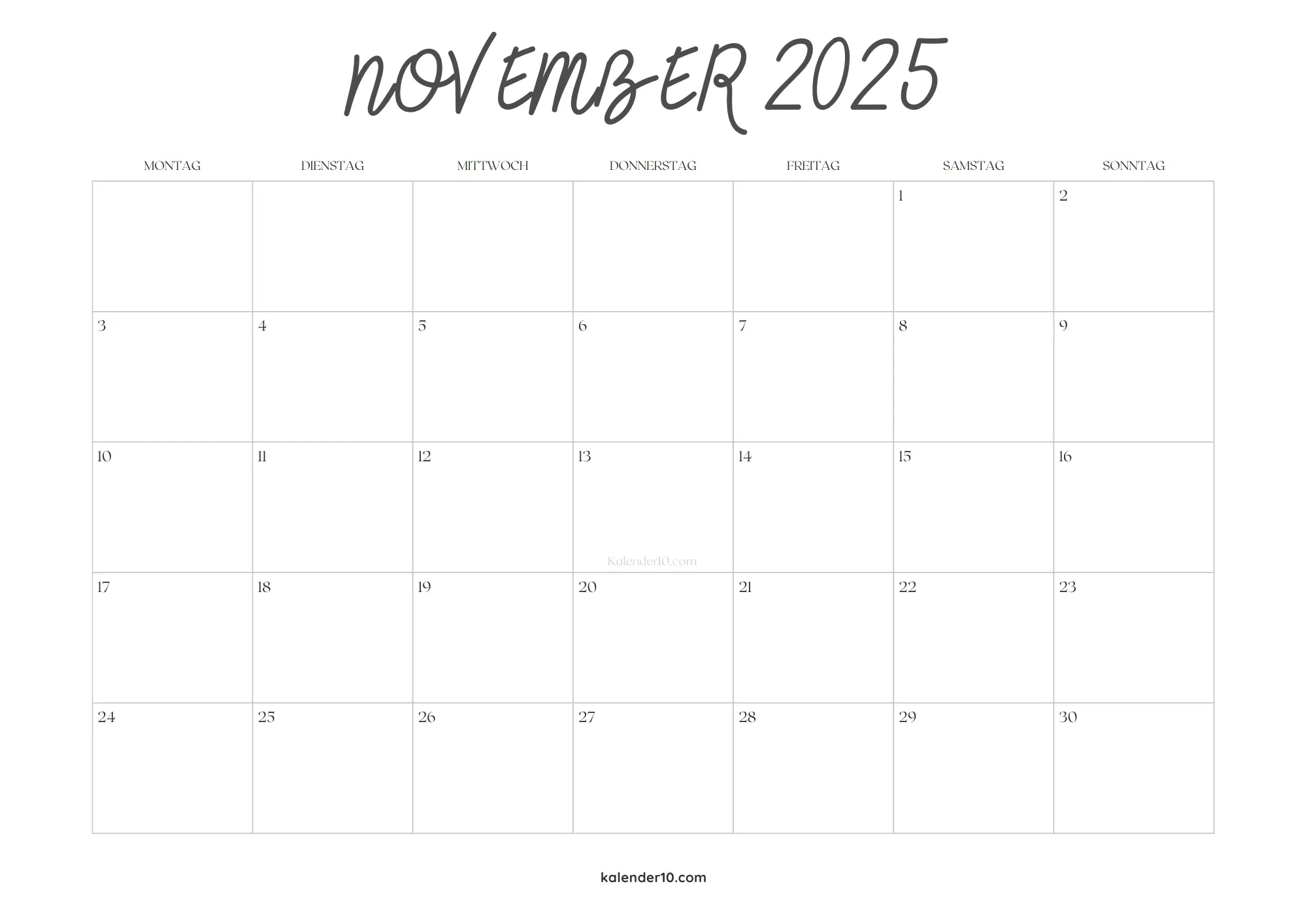 Kalender November Zum Ausdrucken