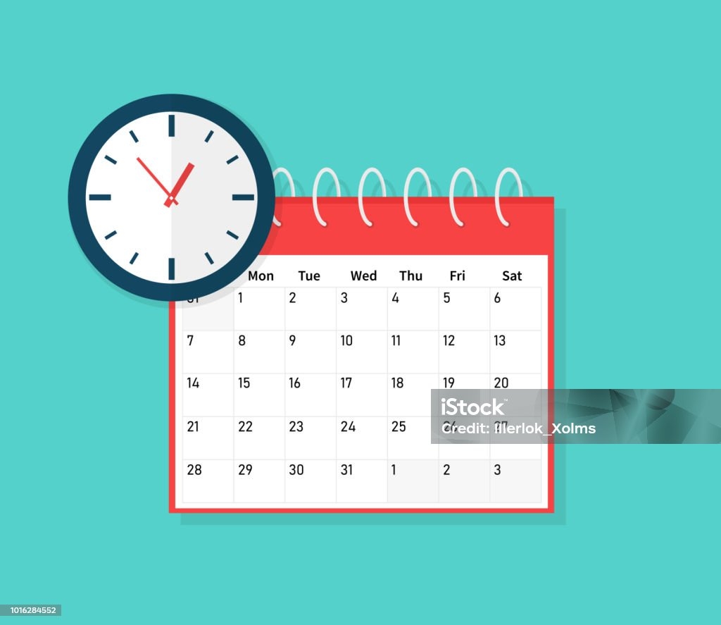 Kalender Och Klocka Schema Utn mning Viktiga Datum Koncept Flat Tecknad Design Vektorillustration P Bakgrund vektorgrafik Och Fler Bilder P Kalender IStock
