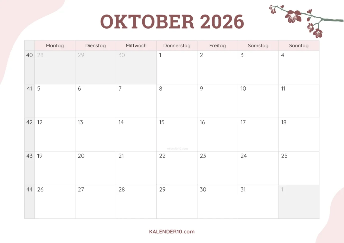 Familien Kalendermonat Oktober Zum Ausdrucken